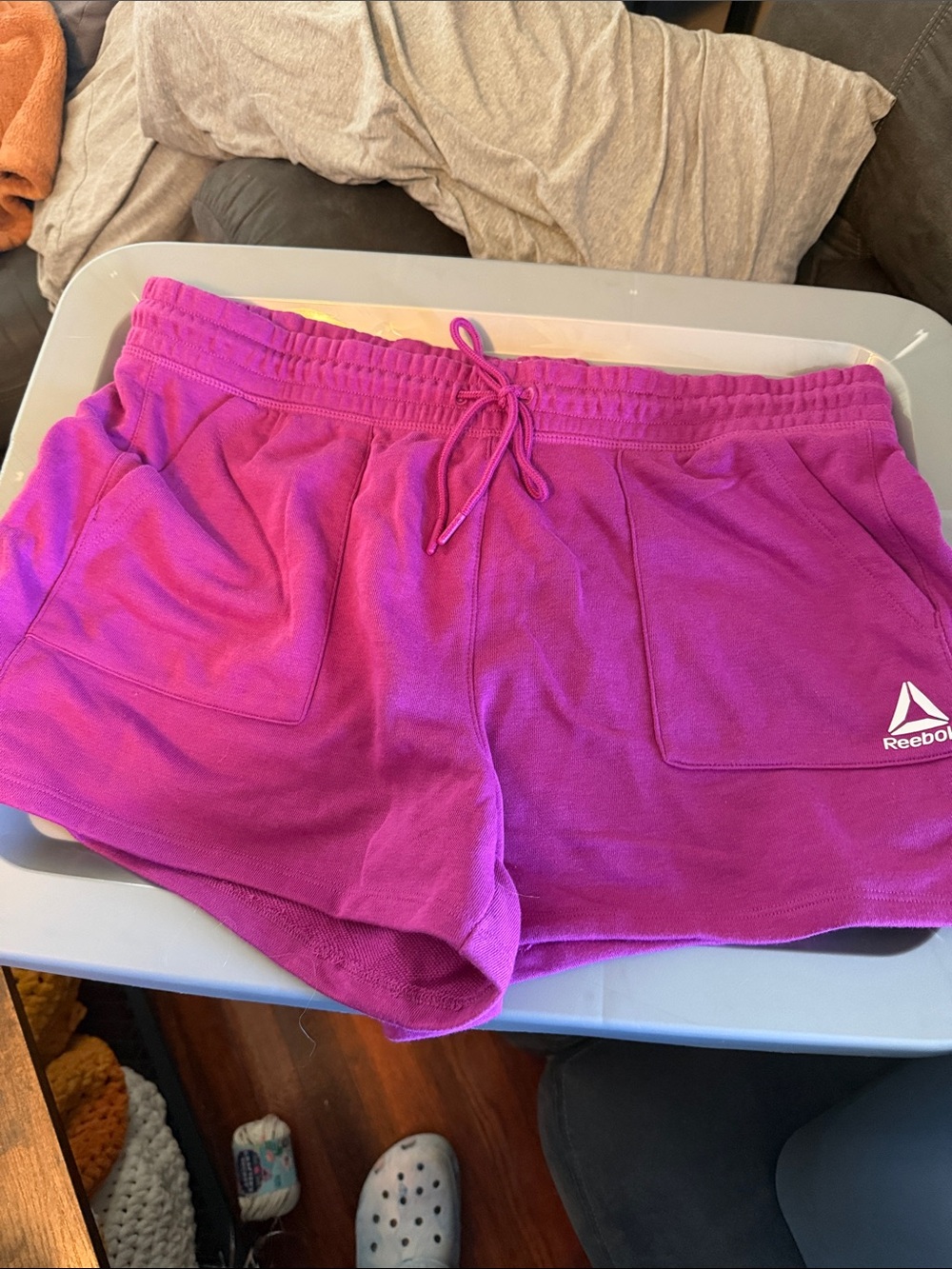 Reebok Women's Bright Magenta Athletic Shorts with Drawstring